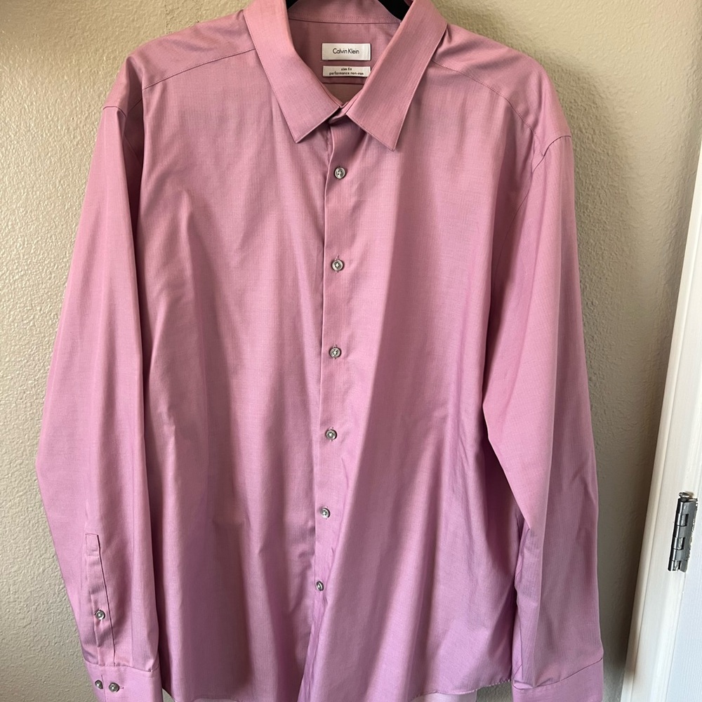Calvin Klein Pink Dress Shirt with Subtle Texture